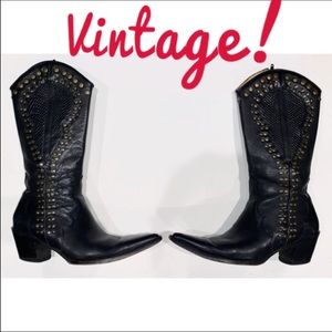Vintage leather studded motorcycle cowboy boot 7.5